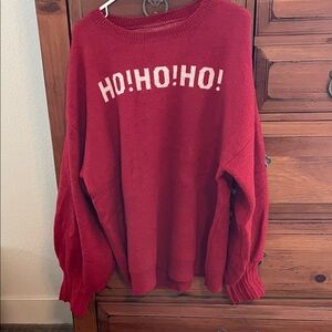 Festive Red Women's Sweater with 'Ho! Ho! Ho!' Design NWT Size L, XL, XXL